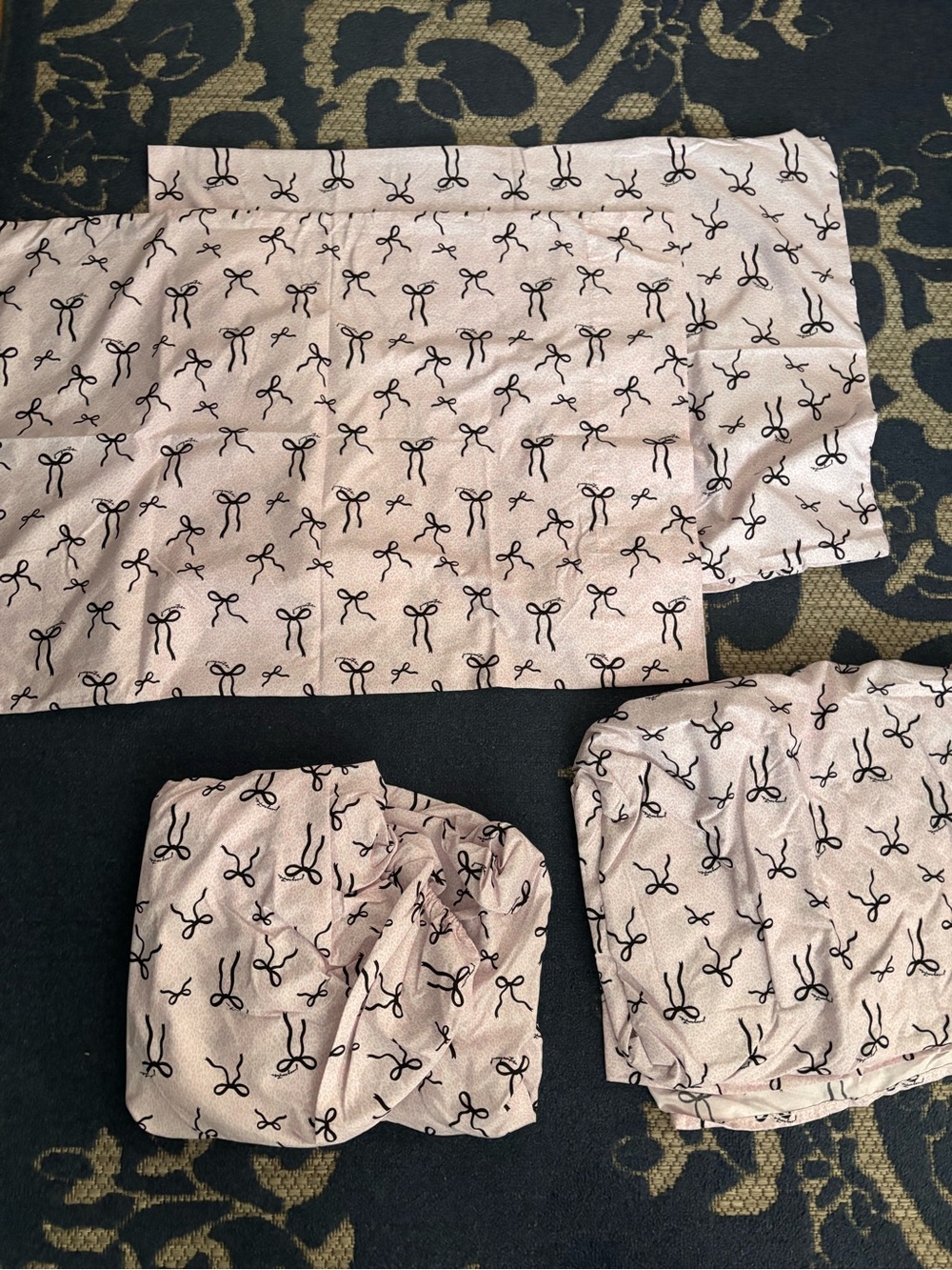 Juicy Couture Pink and Black Bow and Leopard-Print Twin Bed Sheet Set